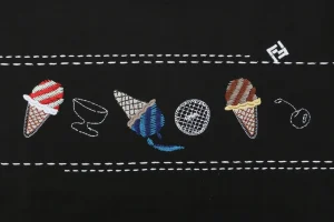 Fendi Ice Cream Embroidered Cotton T-Shirt Front Print