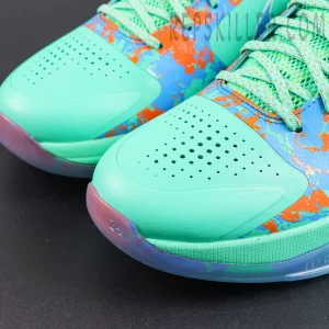 Jalen Brunson x Nike Zoom Kobe 5 Protro NY vs. NY toe detail featuring perforated upper and colorful patterned overlays