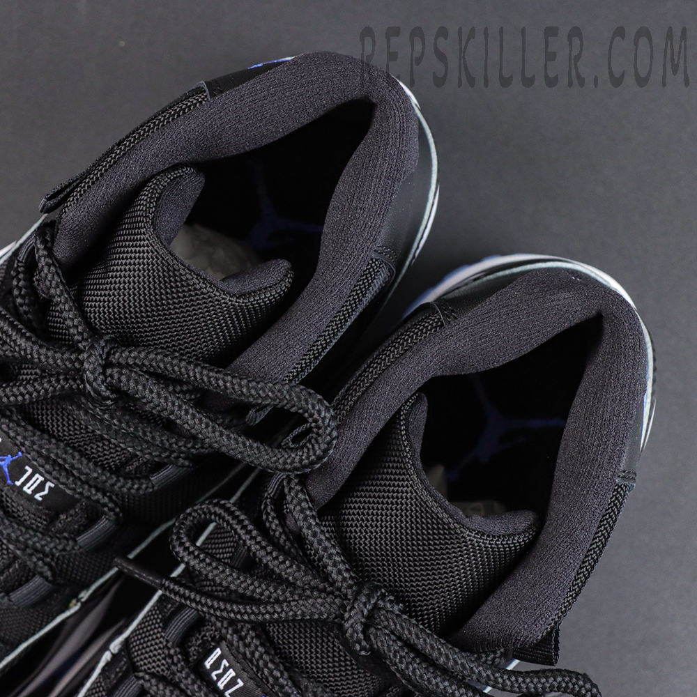Jordan 11 Retro ‘Space Jam’ collar and interior detail featuring padded lining for enhanced comfort and support