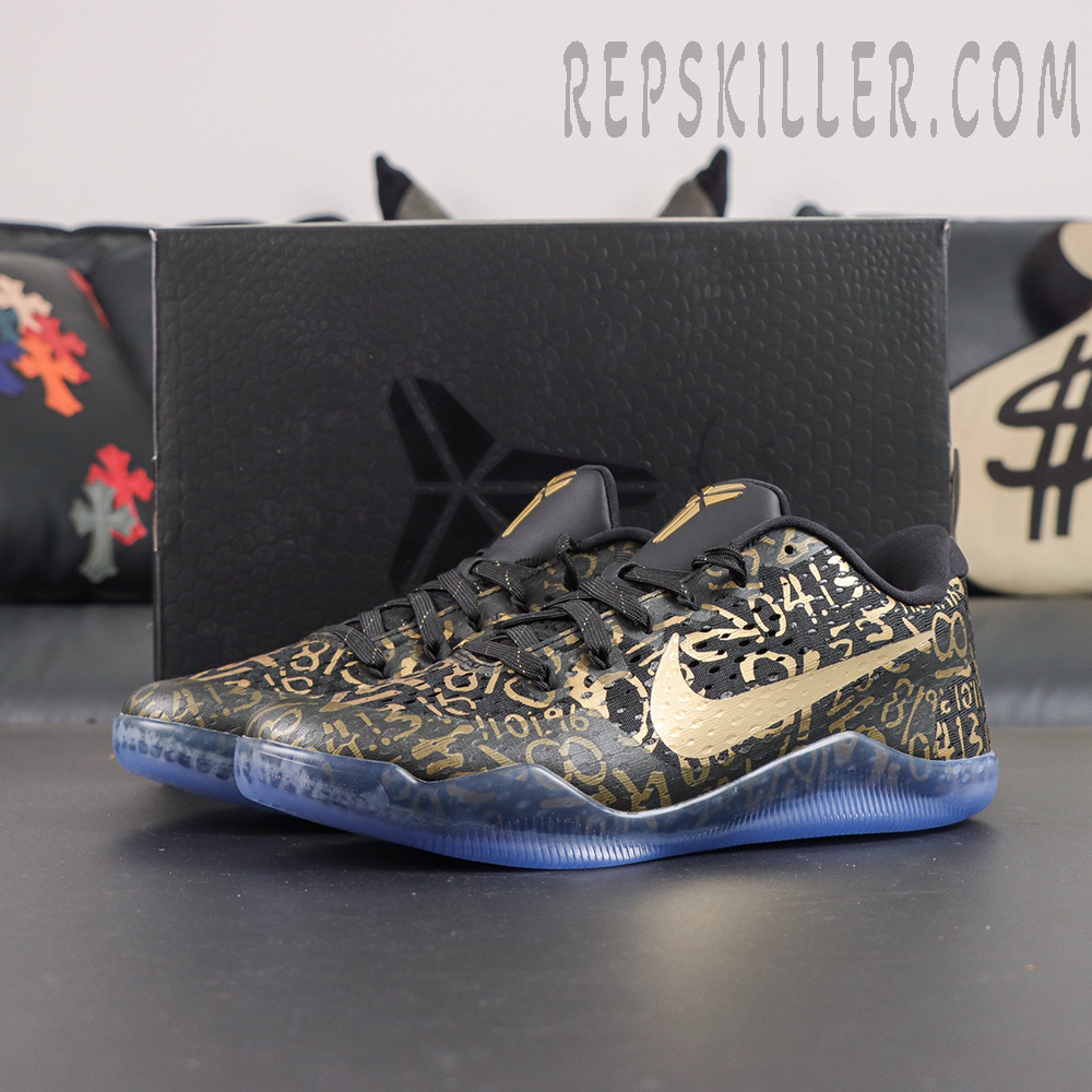 Kobe 11 Protro Low ‘Mamba Day’ with signature black shoe box featuring Kobe branding
