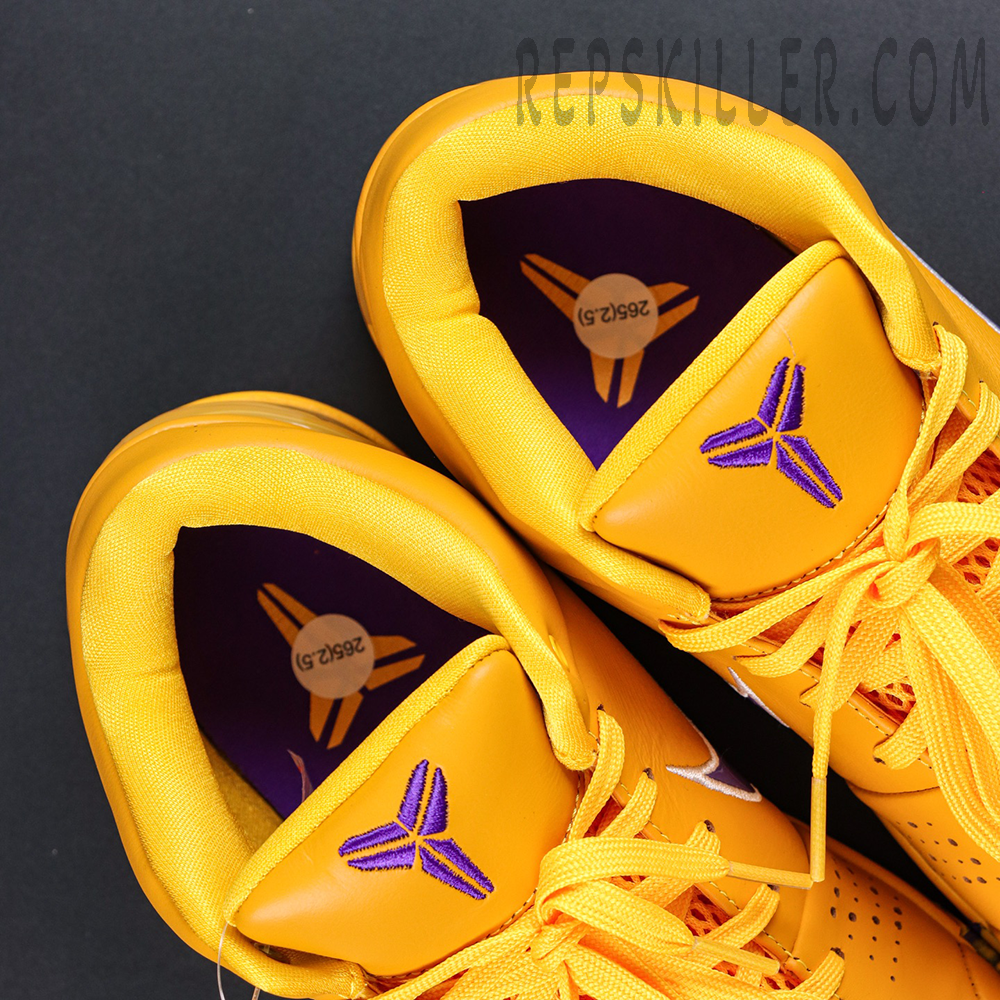 Nike Zoom Kobe 4 Protro Draft Day Pack Lakers tongue and insole detail featuring purple Kobe logo and padded interior