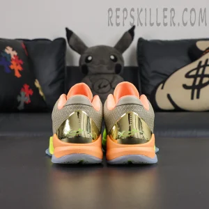 Nike Zoom Kobe 5 Protro The Academy PE rear view featuring mirrored heel counter and peach midsole detail