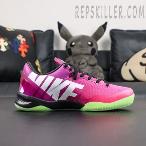 Kobe 8 “Mambacurial” medial side view featuring oversized NIKE branding, gradient upper, and black midsole for a signature look