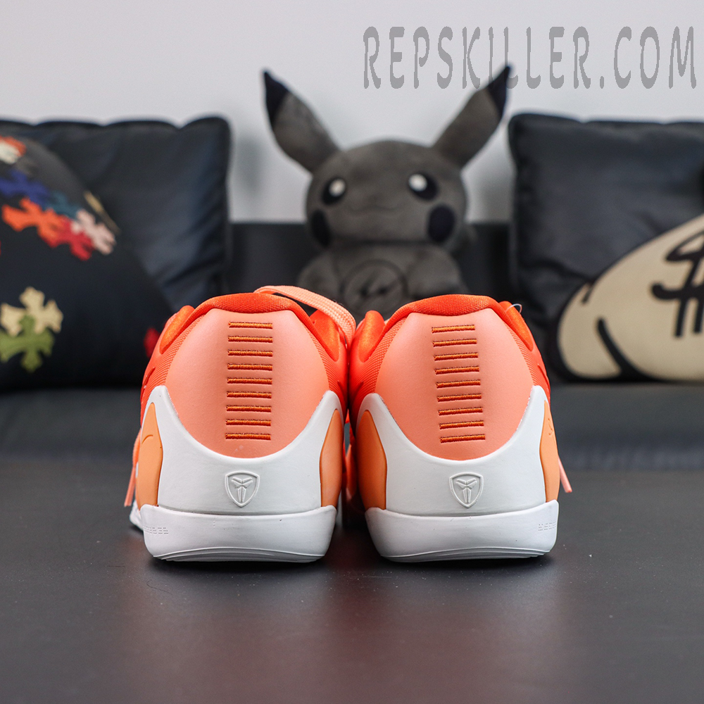 Nike Kobe 9 Elite Low EM Protro “WNBA” rear view featuring a symmetrical heel support design with Kobe Shield branding for premium basketball performance