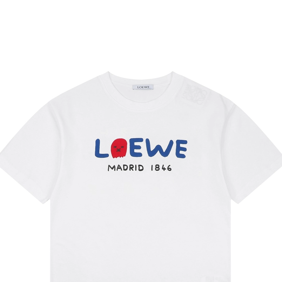 Loewe Ghost Logo Flocked T-Shirt White