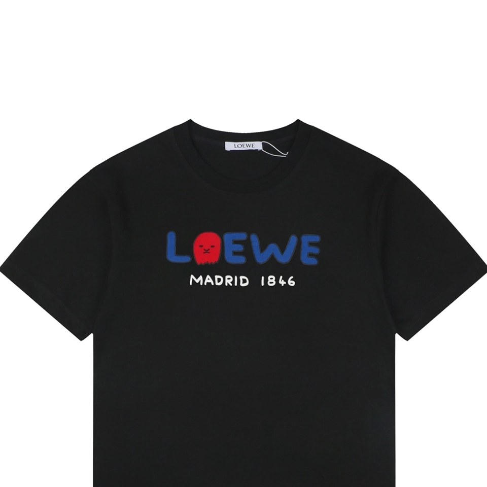 Loewe Ghost Logo Flocked T-Shirt Black