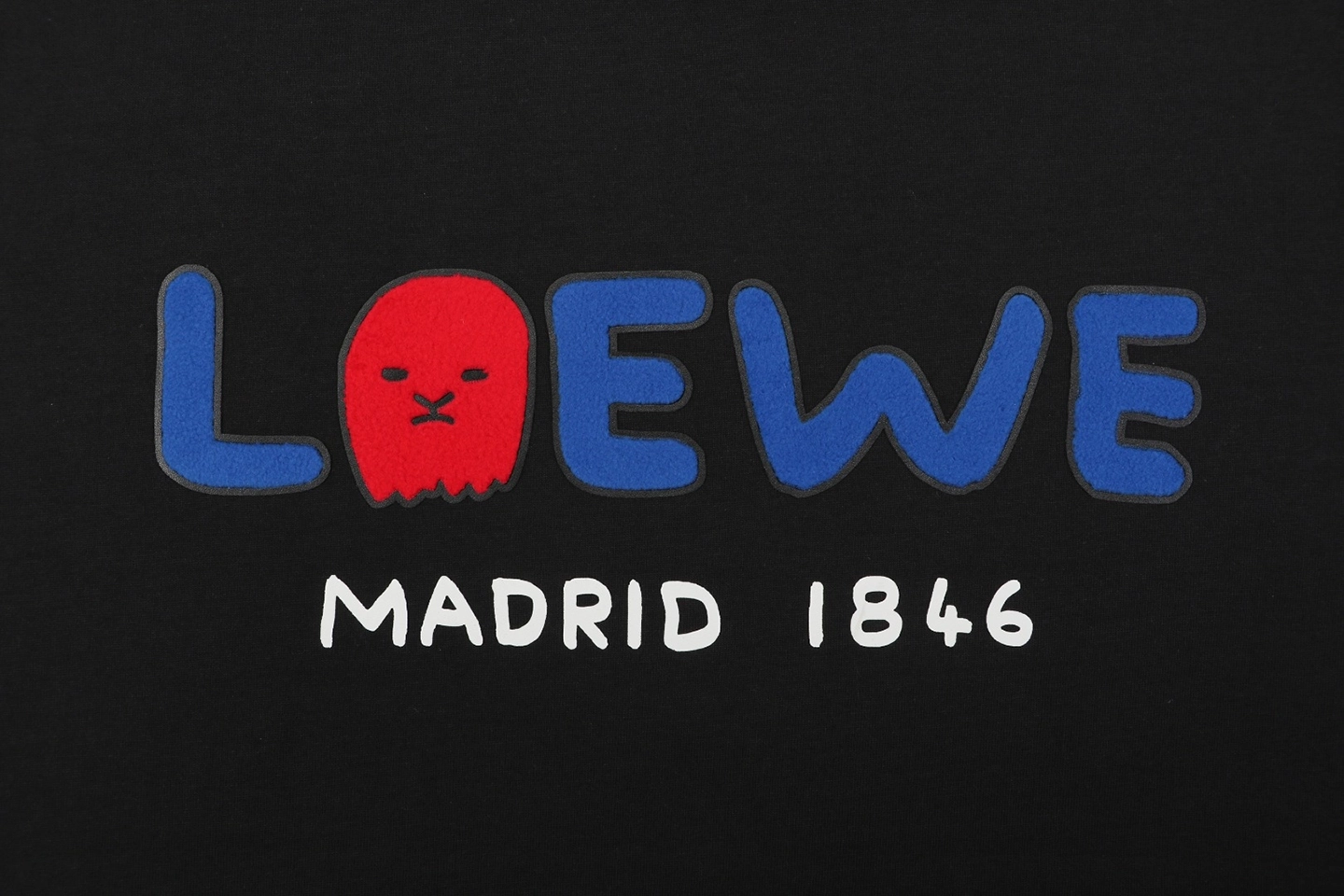 Loewe Ghost Logo Flocked T-Shirt Black Front Print
