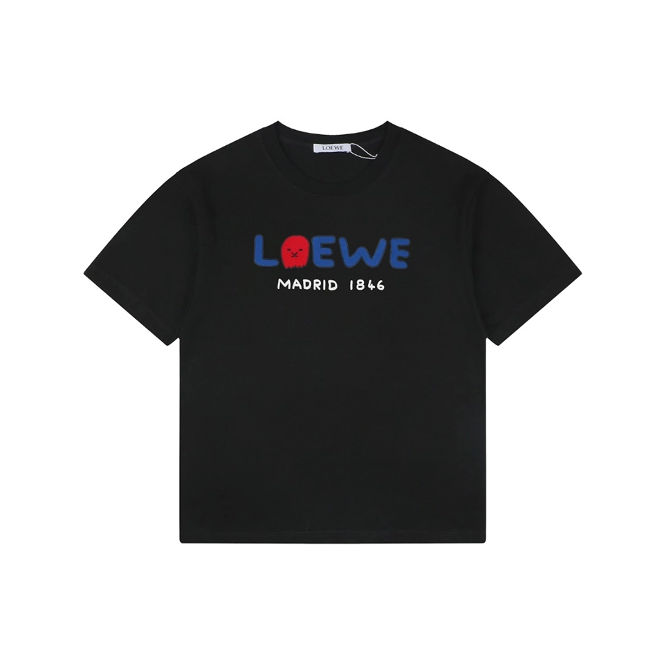 Loewe Ghost Logo Flocked T-Shirt Black Front view