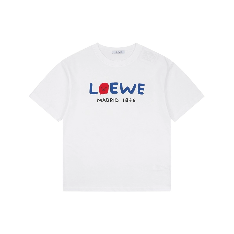 Loewe Ghost Logo Flocked T-Shirt White Front view