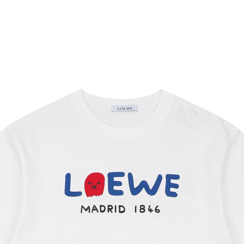 Loewe Ghost Logo Flocked T-Shirt White