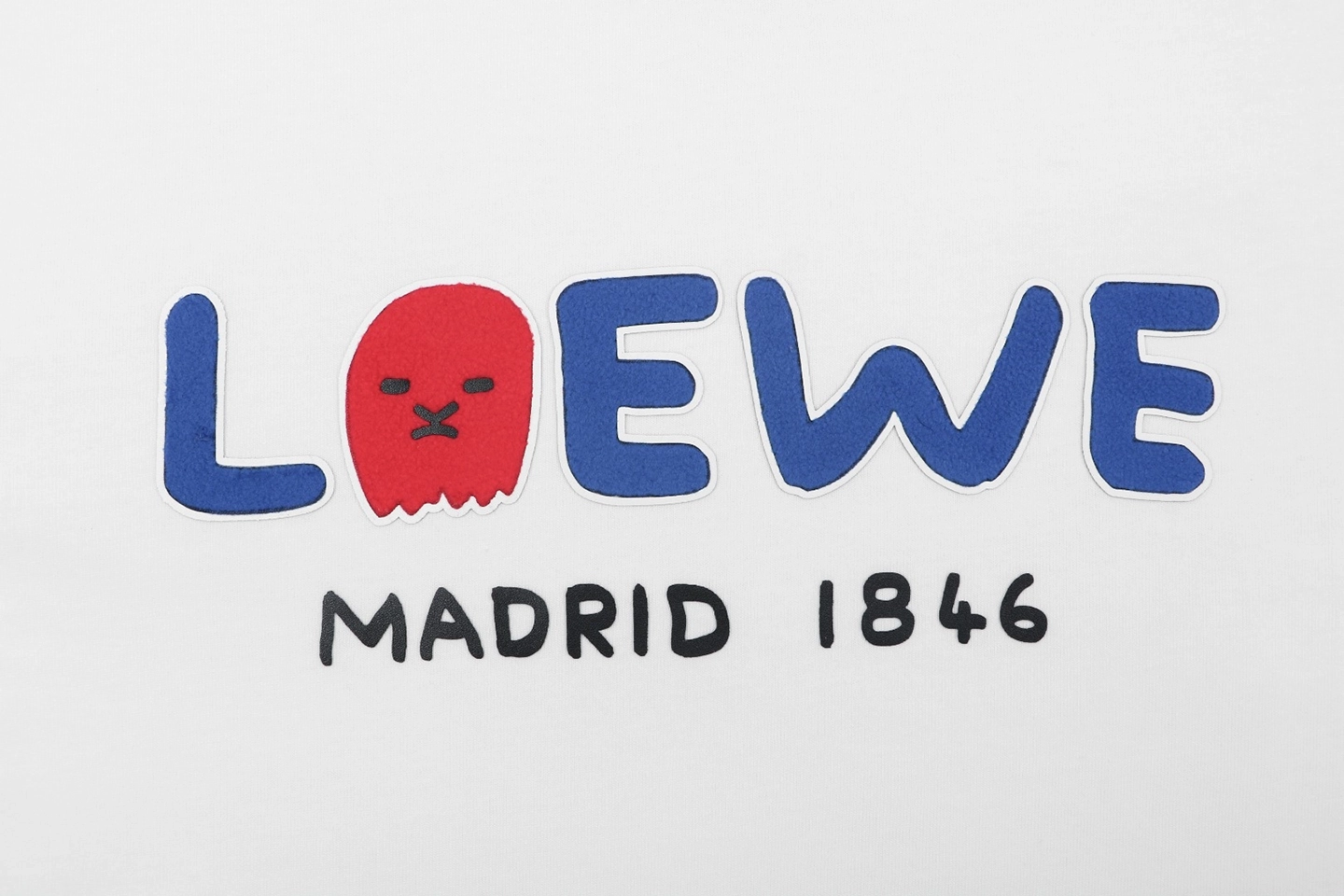 Loewe Ghost Logo Flocked T-Shirt White Front Print