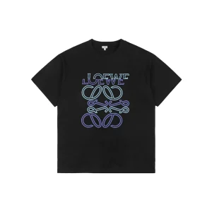 Loewe Gradient Anagram Embroidered Logo T-Shirt Black Front view