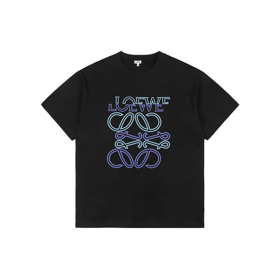 Loewe Gradient Anagram Embroidered Logo T-Shirt Black Front view