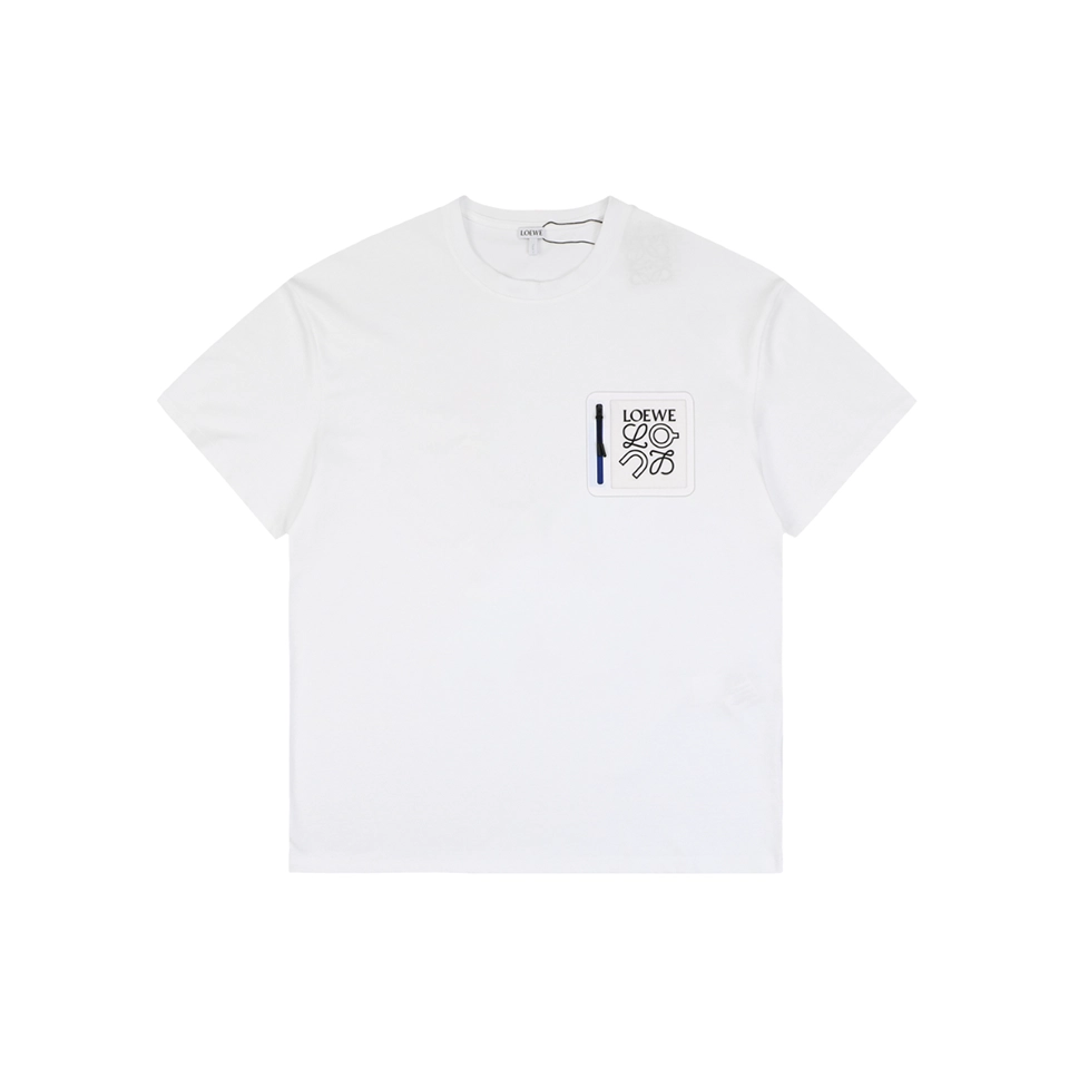 Loewe ON Zipper Anagram Patch T-Shirt White Front view