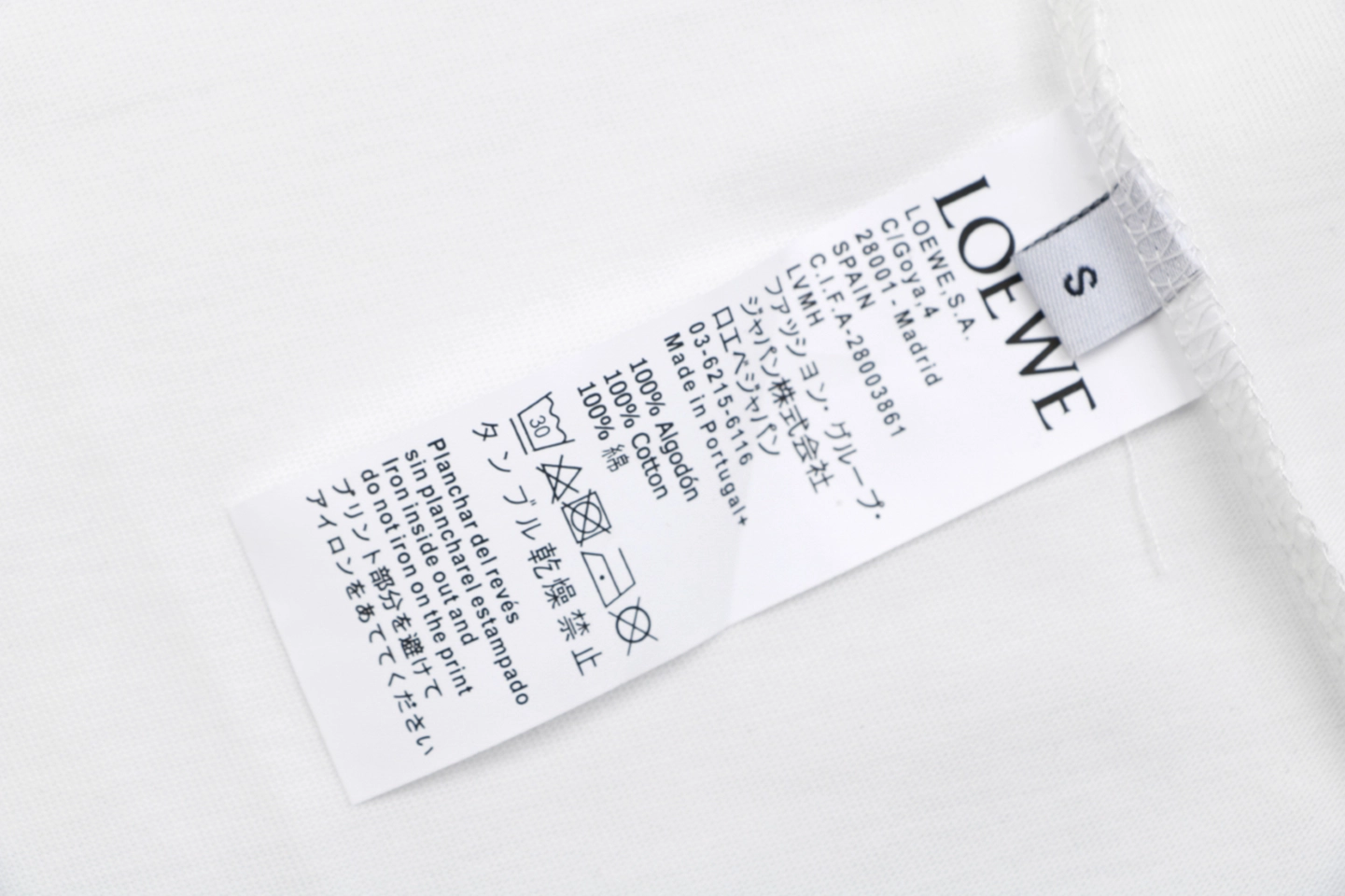 Loewe ON Zipper Anagram Patch T-Shirt White Wash label