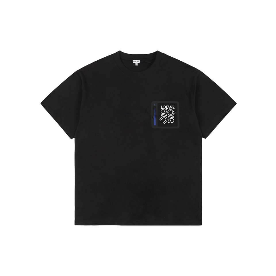 Loewe ON Zipper Anagram Patch T-Shirt Black Front view