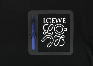 Loewe ON Zipper Anagram Patch T-Shirt Black Front Brand