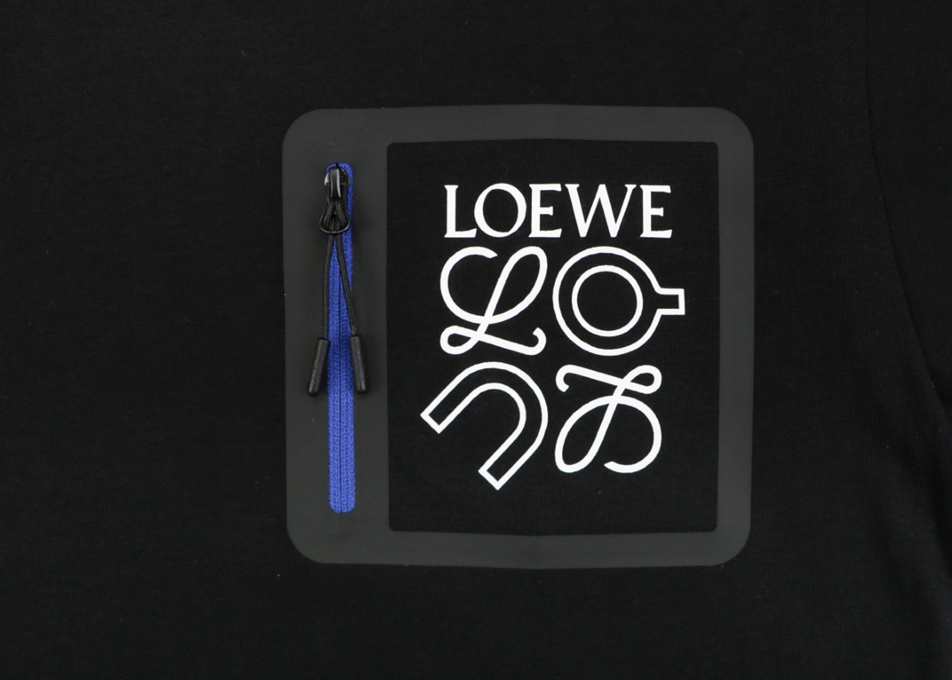 Loewe ON Zipper Anagram Patch T-Shirt Black Front Brand