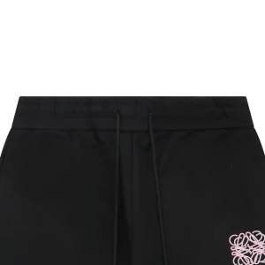 Loewe Overlapping Pink Logo Embroidered Shorts Black