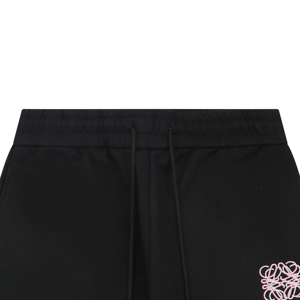 Loewe Overlapping Pink Logo Embroidered Shorts Black