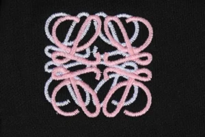 Loewe Overlapping Pink Logo Embroidered Shorts Black Brand
