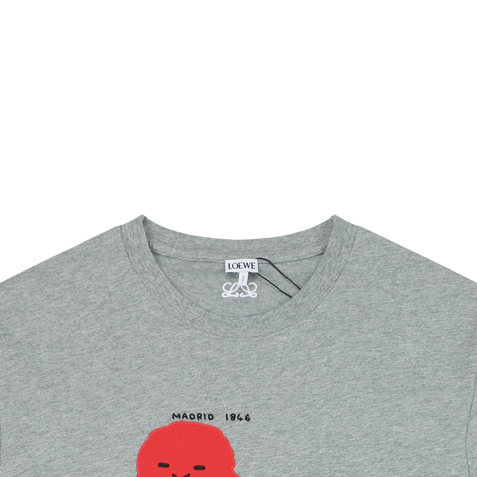 Loewe Red Beast Embroidered Logo T-Shirt Grey