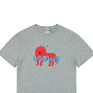 Loewe Red Beast Embroidered Logo T-Shirt Grey