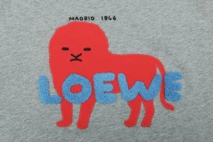 Loewe Red Beast Embroidered Logo T-Shirt Grey Front Print