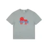 Loe Red Beast Embroidered Logo T-Shirt (Grey/White)