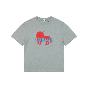 Loewe Red Beast Embroidered Logo T-Shirt Grey Front view