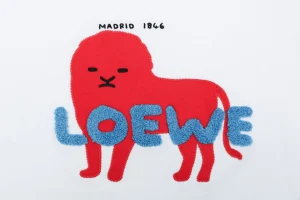 Loewe Red Beast Embroidered Logo T-Shirt White Front Print
