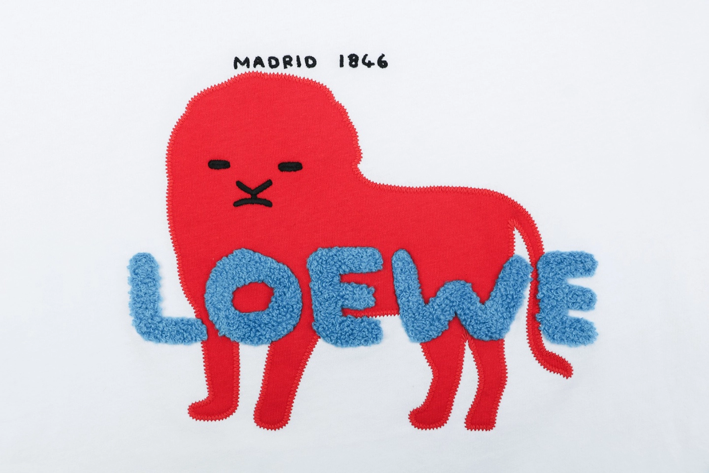 Loewe Red Beast Embroidered Logo T-Shirt White Front Print