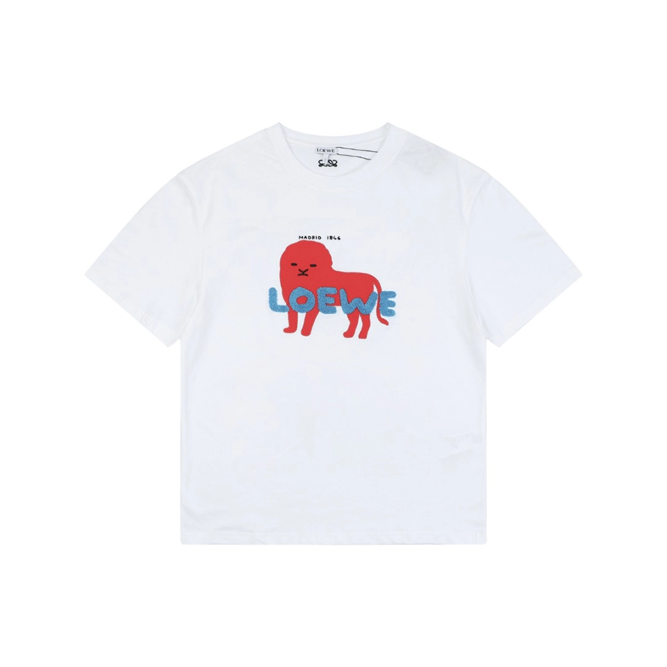 Loewe Red Beast Embroidered Logo T-Shirt White Front view