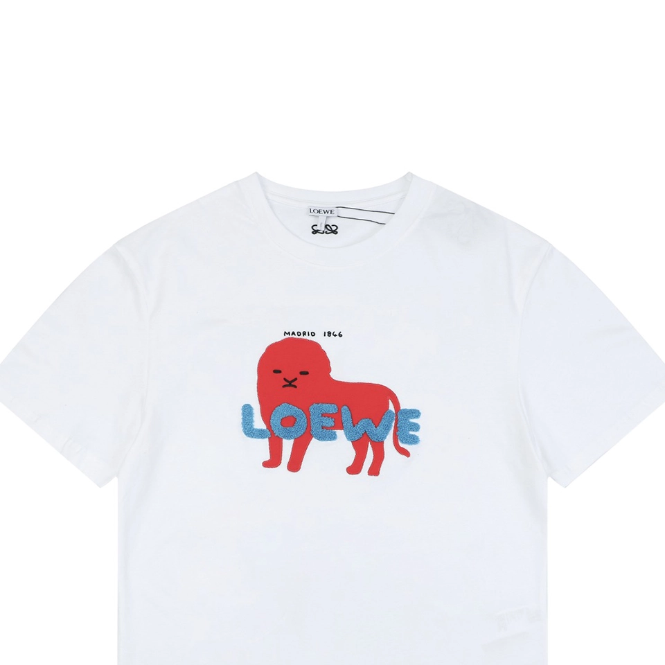 Loewe Red Beast Embroidered Logo T-Shirt White