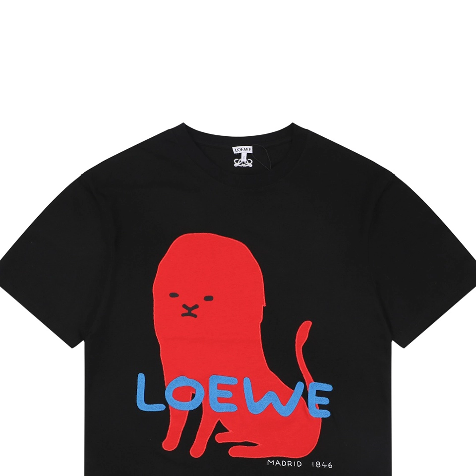 Loewe Red Creature Patch Embroidery T-Shirt Black