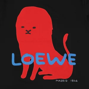 Loewe Red Creature Patch Embroidery T-Shirt Black Front Print