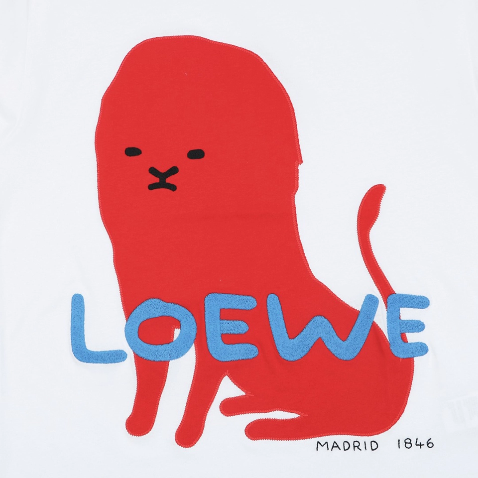 Loewe Red Creature Patch Embroidery T-Shirt White Front Print