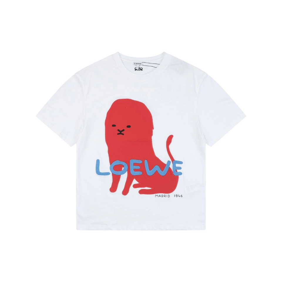 Loewe Red Creature Patch Embroidery T-Shirt White Front view