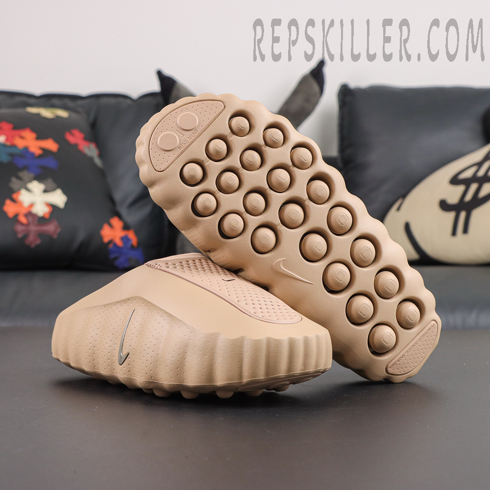 Nike Mind 001 ‘Hemp’ outsole view featuring full-length rounded pods with Nike Swoosh detail