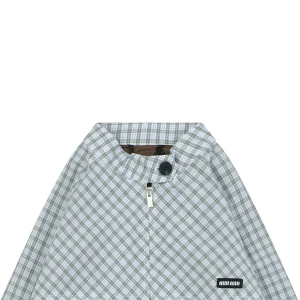 Miu Miu Blue Grey Vichy Check Blouson Jacket
