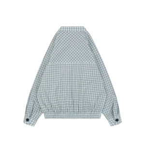 Miu Miu Blue Grey Vichy Check Blouson Jacket Back view