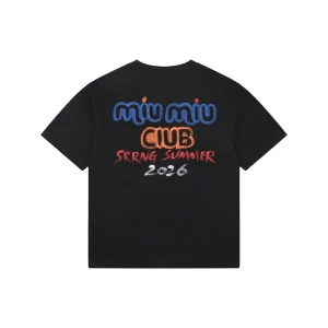 Miu Miu Graffiti Logo Print T-Shirt Black Back view