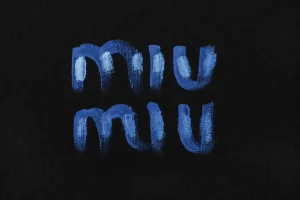Miu Miu Graffiti Logo Print T-Shirt Black Front Print