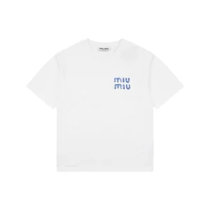 Miu Miu Graffiti Logo Print T-Shirt White Front view