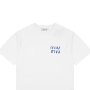 Miu Miu Graffiti Logo Print T-Shirt White