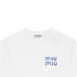 Miu Miu Graffiti Logo Print T-Shirt White