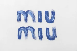 Miu Miu Graffiti Logo Print T-Shirt White Front Print