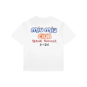 Miu Miu Graffiti Logo Print T-Shirt White Back view