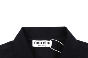 Miu Miu Logo Embroidered Polo T-Shirt Black Collar