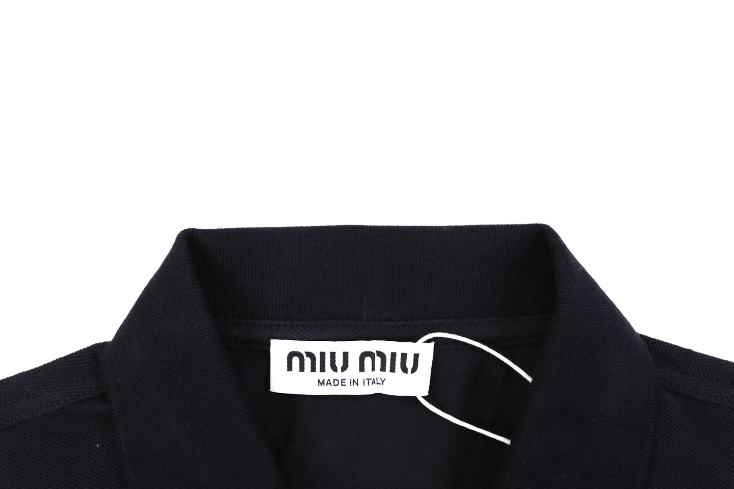 Miu Miu Logo Embroidered Polo T-Shirt Black Collar
